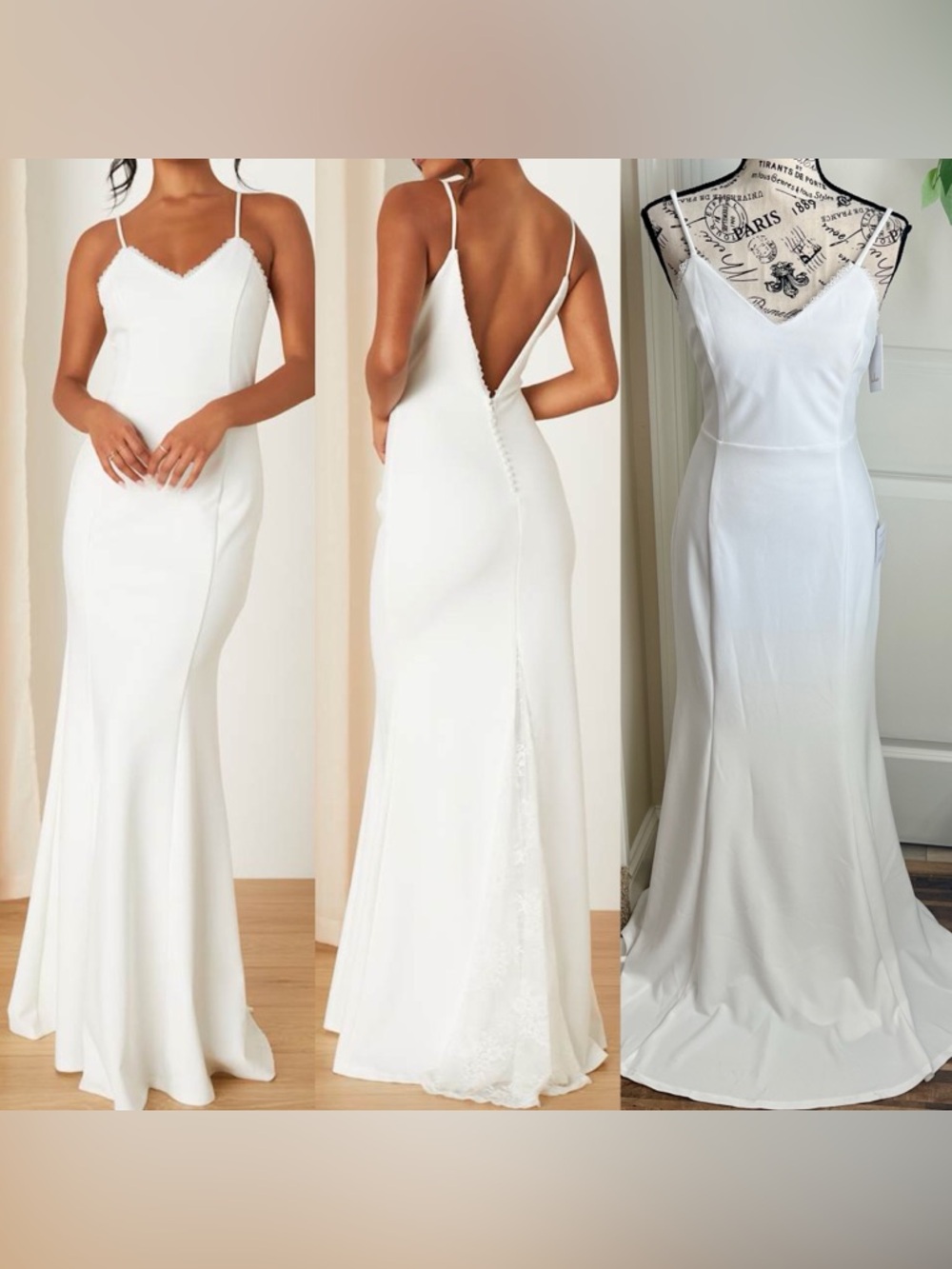 Lulus Taliana Lace Button Back Maxi Dress White Sz M